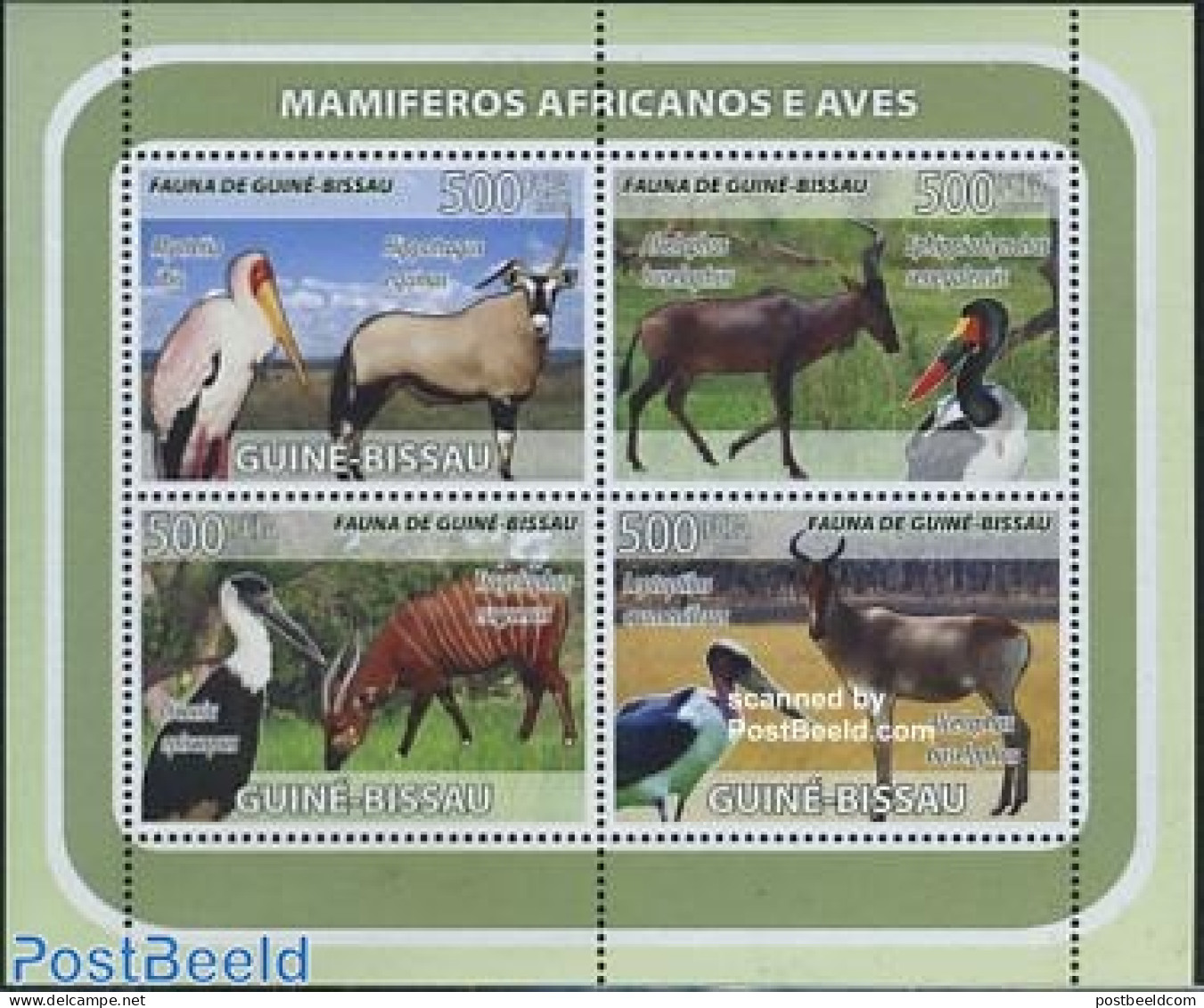 Guinea Bissau 2008 Mammals & Birds 4v M/s, Mint NH, Nature - Animals (others & Mixed) - Birds - Guinée-Bissau