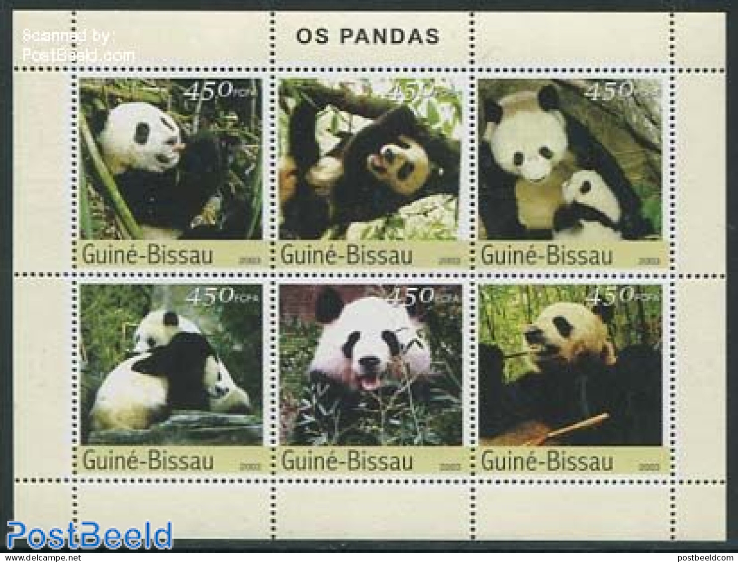 Guinea Bissau 2003 Pandas 6v M/s, Mint NH, Nature - Animals (others & Mixed) - Pandas - Guinée-Bissau