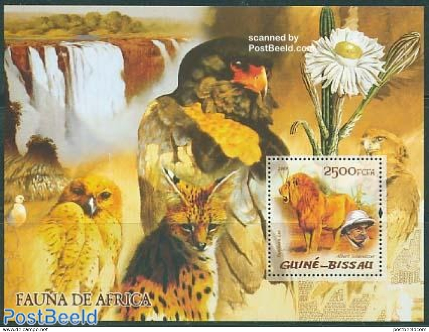 Guinea Bissau 2005 African Fauna S/s, Lion, Mint NH, Nature - Animals (others & Mixed) - Birds - Birds Of Prey - Cat F.. - Guinea-Bissau