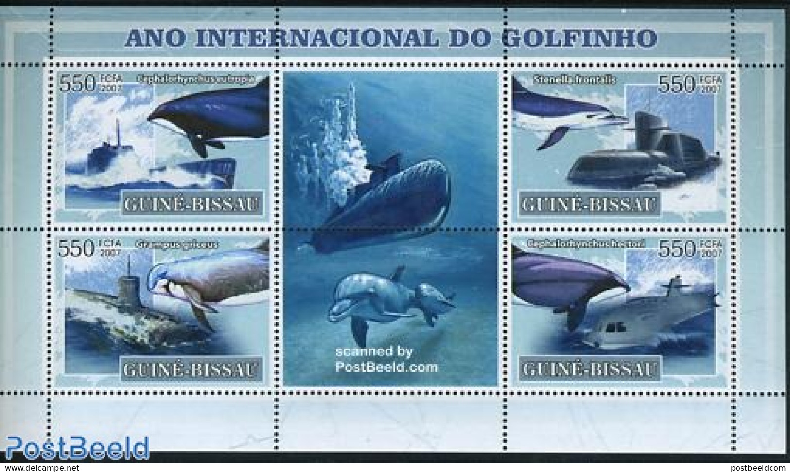 Guinea Bissau 2007 Int. Year Of Dolphins 4v M/s, Mint NH, Nature - Transport - Sea Mammals - Ships And Boats - Bateaux