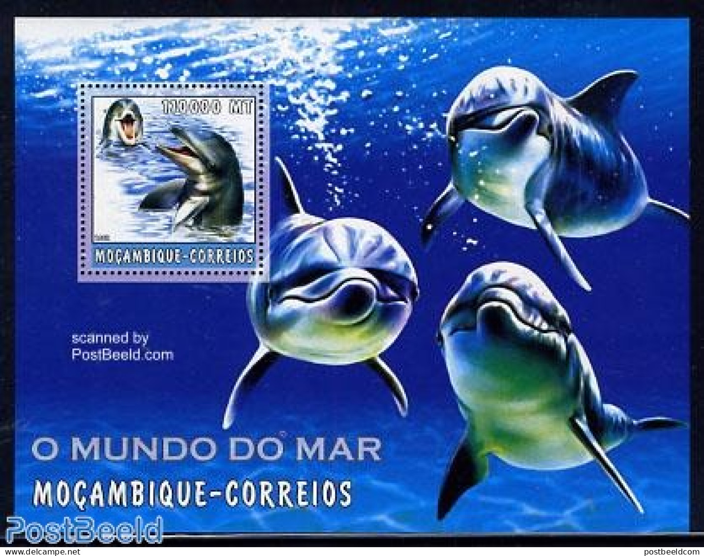 Mozambique 2002 Dolphins S/s, Mint NH, Nature - Sea Mammals - Mozambico