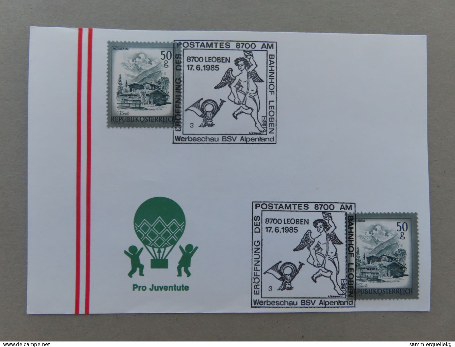 Österreich Pro Juventute - Mit Sonderstempel 17. 6. 1985 Leoben, Eröffnung Des Postamtes Am Bahnhof (Nr.1072) - Andere & Zonder Classificatie