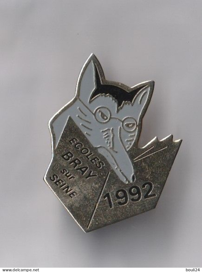 PIN'S THEME VILLE DE BRAY SUR SEINE    LES ECOLES 1992  SEINE ET MARNE - Ciudades