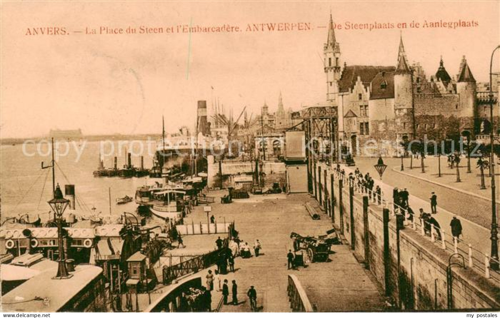 73816758 Anvers Antwerpen La Place Du Steen Et L’Embarcadere Feldpost Anvers Ant - Antwerpen
