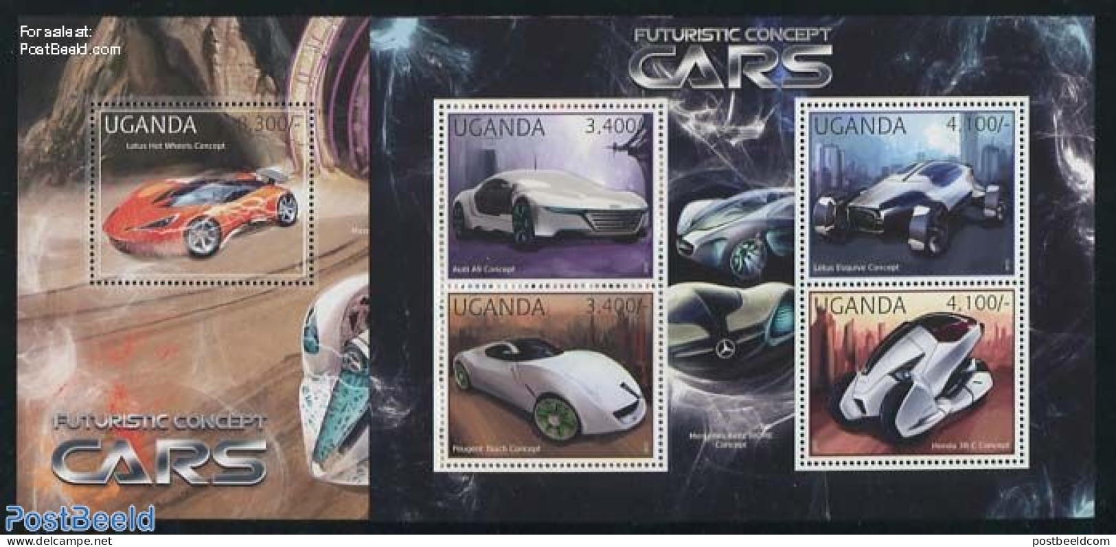 Uganda 2012 Futuristic Concept Cars 2 S/s, Mint NH, Transport - Automobiles - Cars