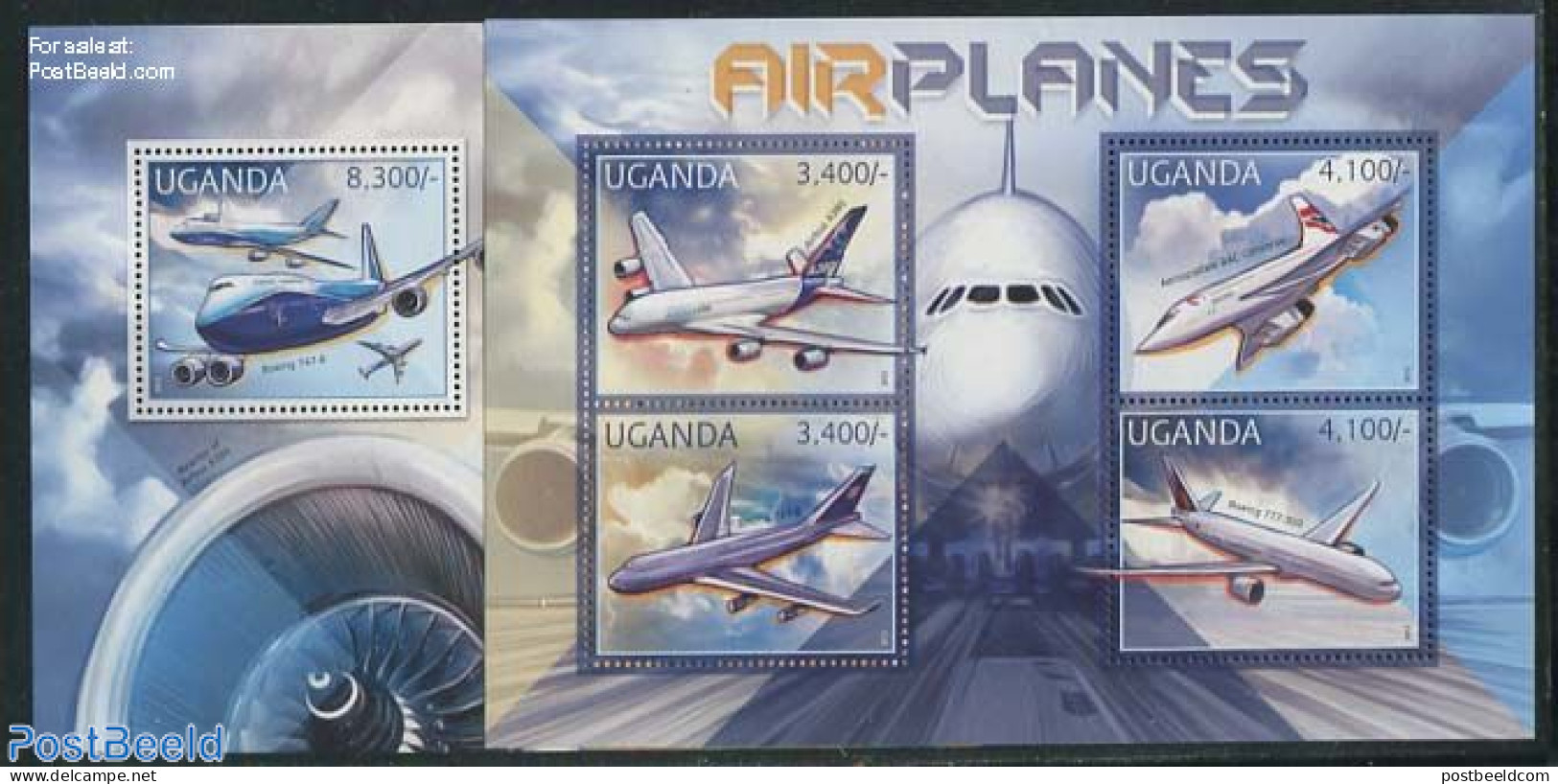 Uganda 2012 Airplanes 2 S/s, Mint NH, Transport - Aircraft & Aviation - Flugzeuge