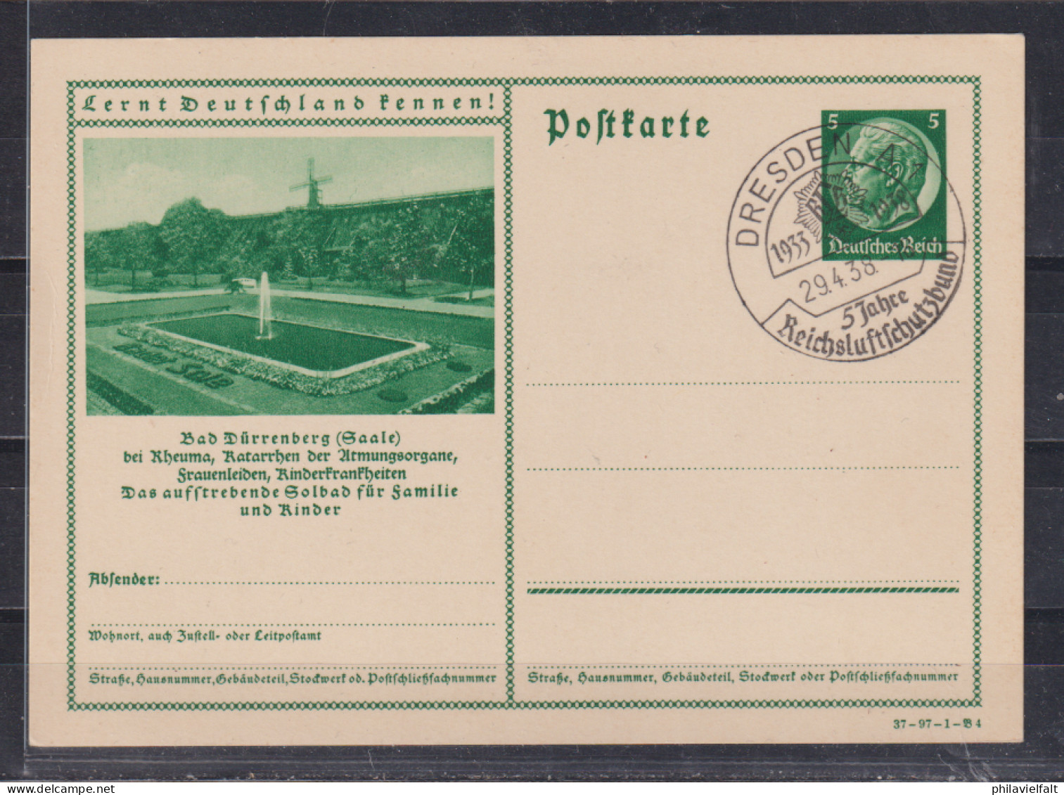 Dt.Reich Bildpostkarte Ortstarif MiNo. P 238 SSt Dresden 1938 5 Jahre Reichsluftschutzbund - Briefkaarten