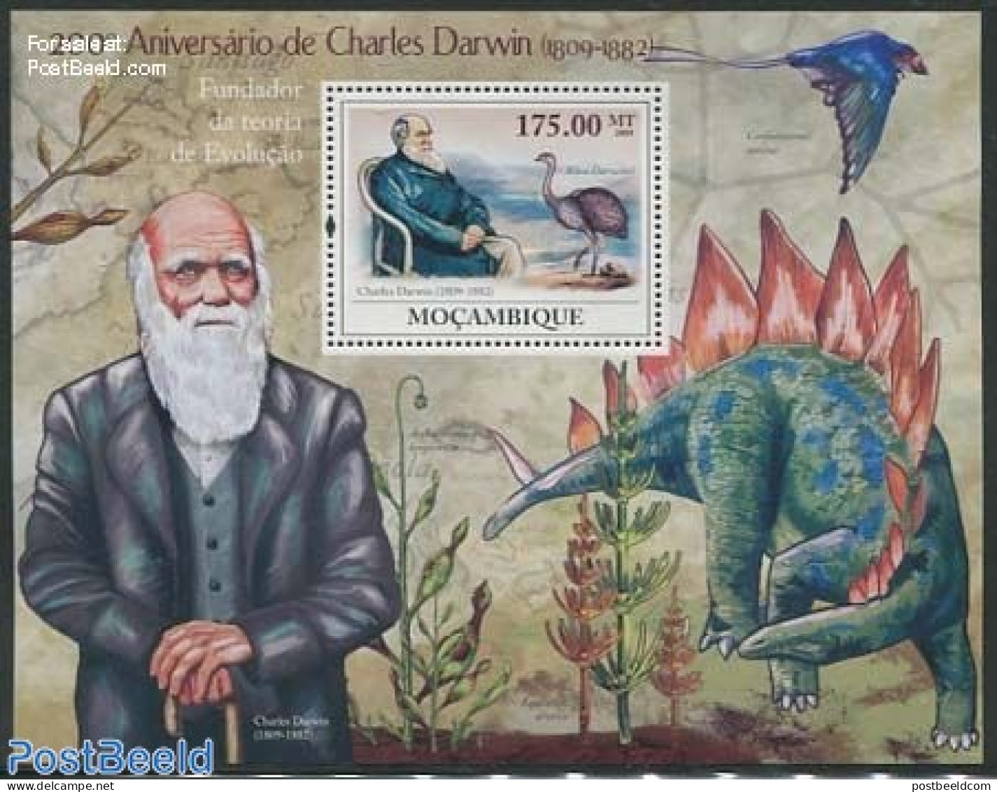 Mozambique 2009 Charles Darwin S/s, Mint NH, History - Nature - Explorers - Birds - Onderzoekers