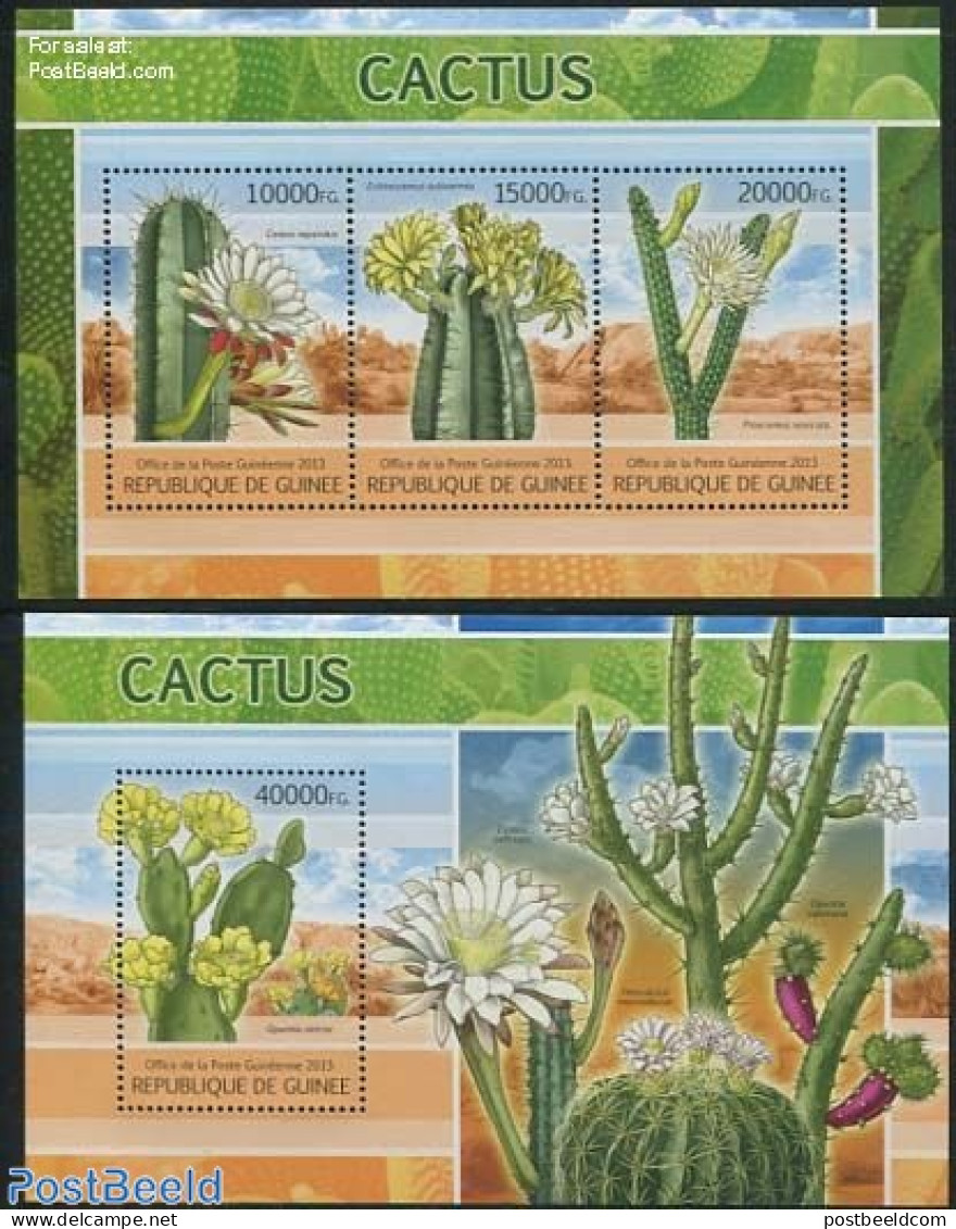 Guinea, Republic 2013 Cactus Flowers 2 S/s, Mint NH, Nature - Cacti - Flowers & Plants - Cactusses