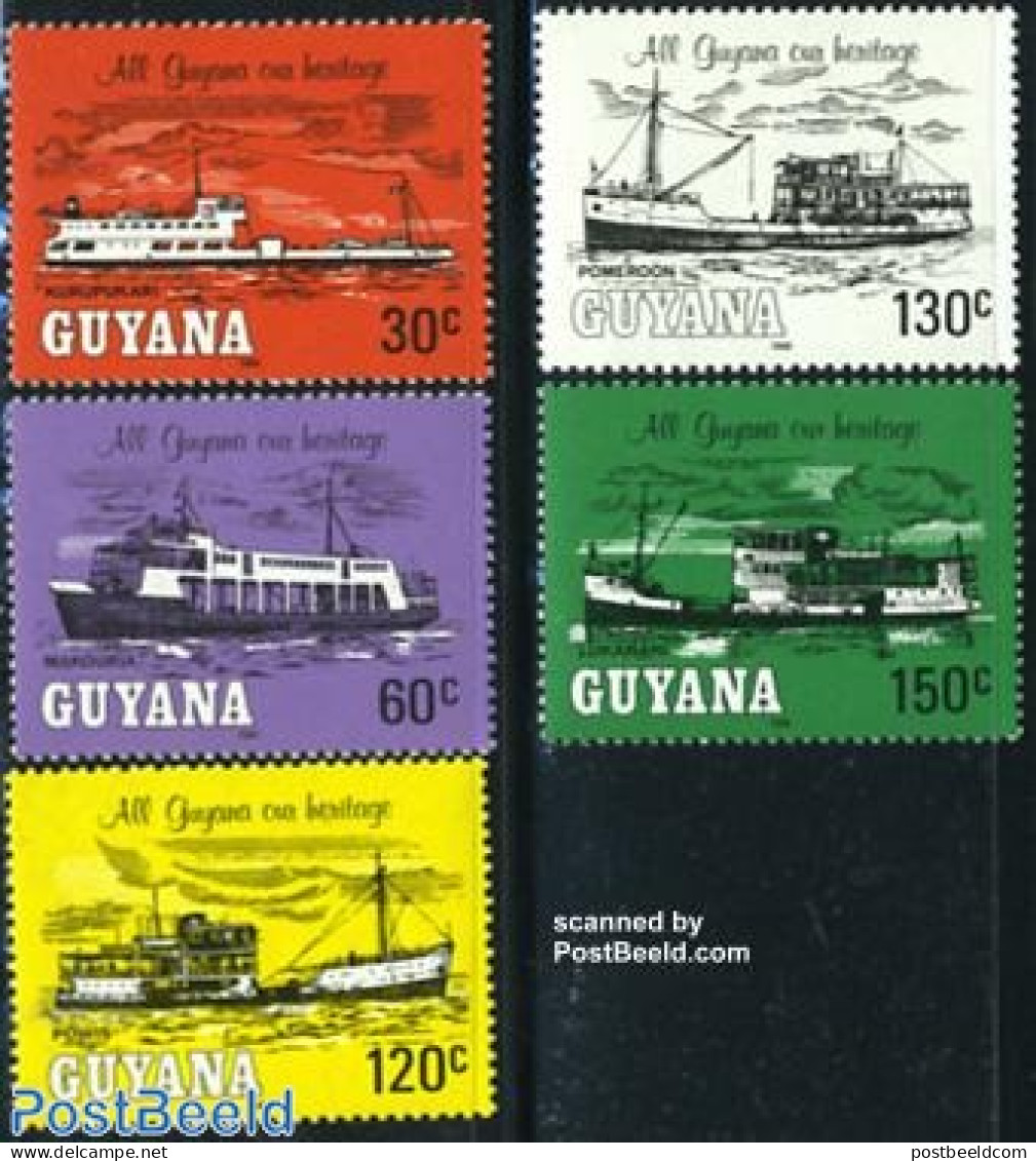 Guyana 1983 Ships 5v, Mint NH, Transport - Ships And Boats - Bateaux