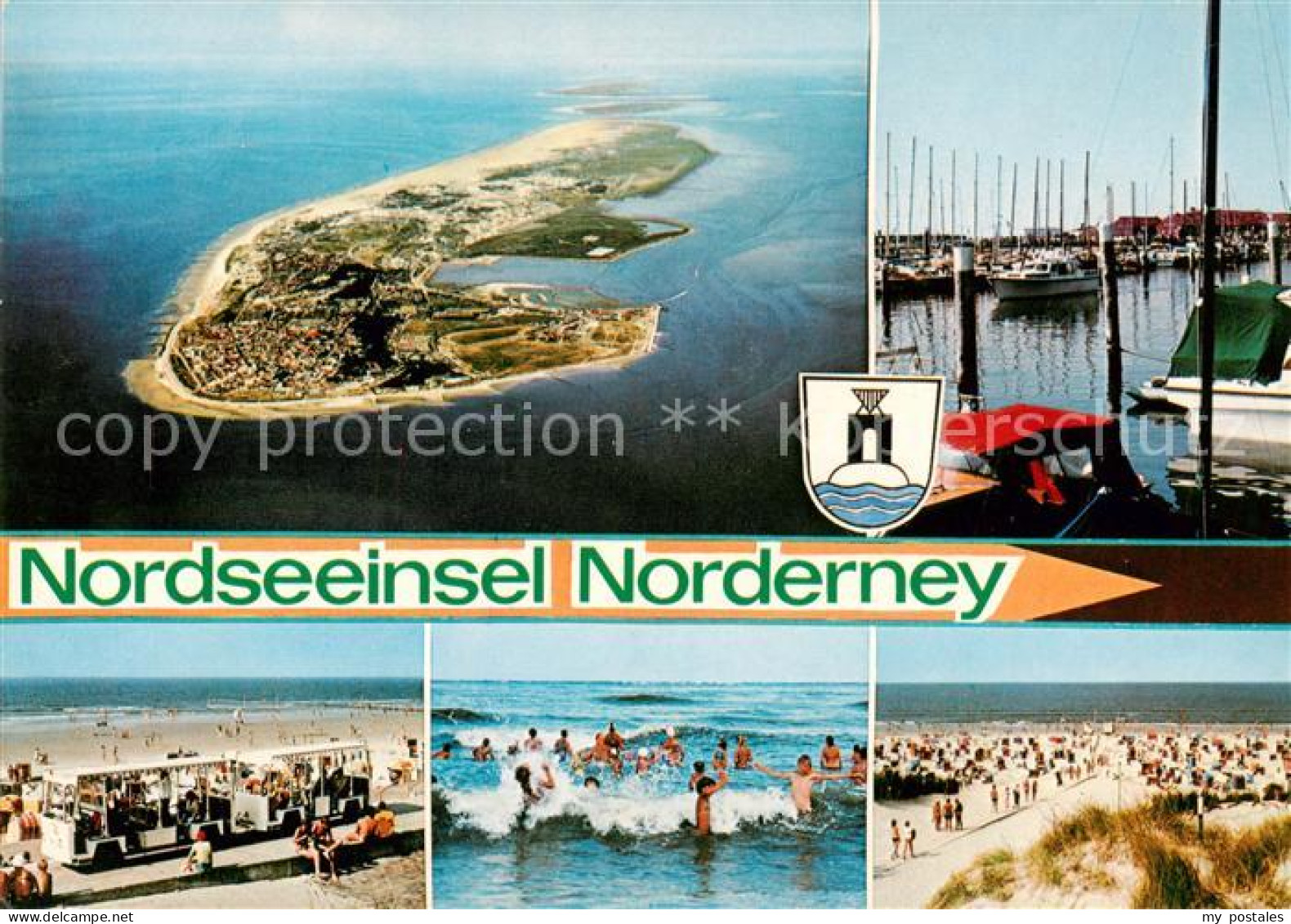 73816713 Norderney Nordseebad Fliegeraufnahme Bootshafen Strandpartien Norderney - Norderney
