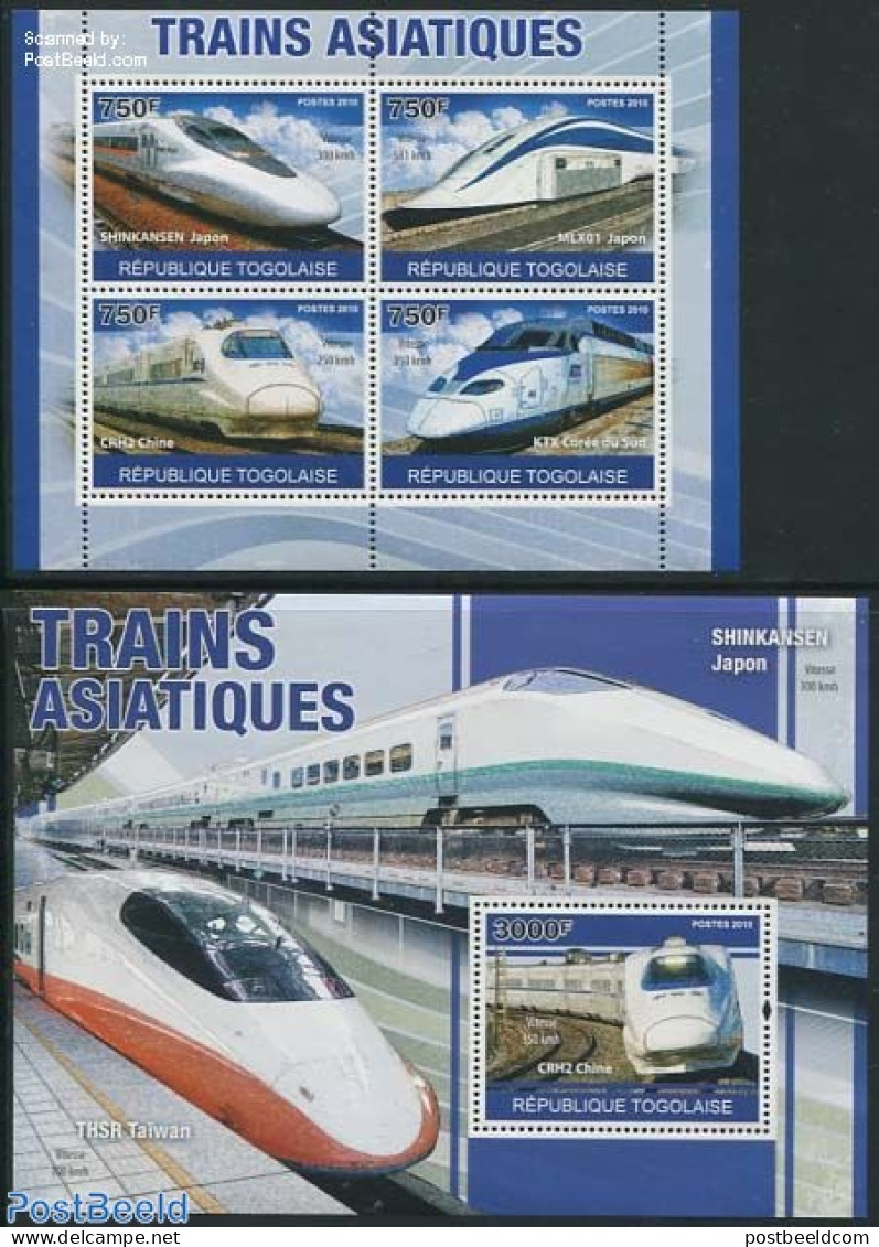 Togo 2010 Asian High Speed Trains 2 S/s, Mint NH, Transport - Railways - Trains