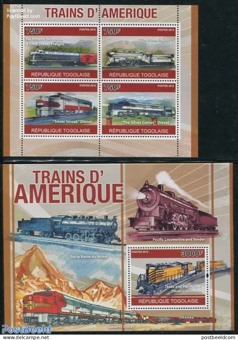 Togo 2010 American Trains 2 S/s, Mint NH, Transport - Railways - Trains