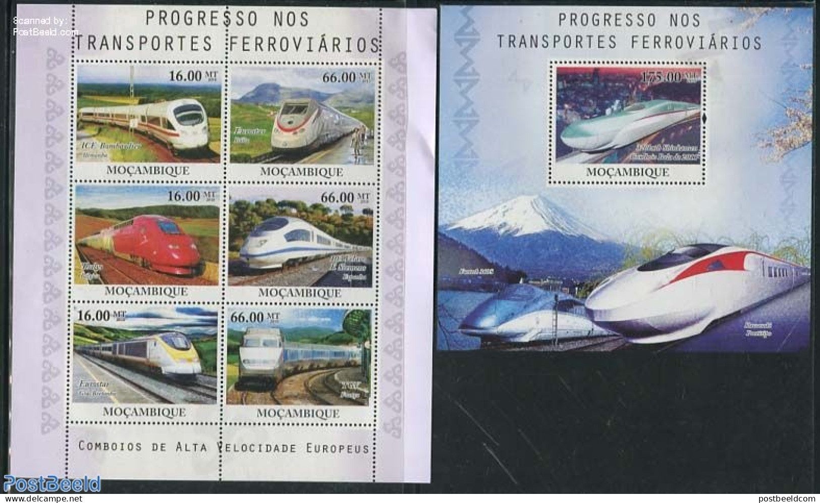 Mozambique 2010 High Speed Trains 2 S/s, Mint NH, Transport - Railways - Trains