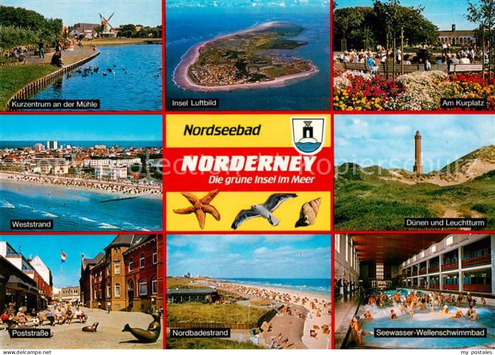 73816709 Norderney Nordseebad Kurzentrum Muehle Fliegeraufnahme Insel Kurplatz W - Norderney