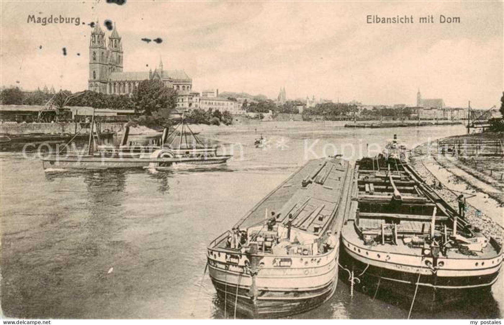 73816704 Magdeburg Elbansicht Mit Dom Und Frachtschiffen Magdeburg - Maagdenburg