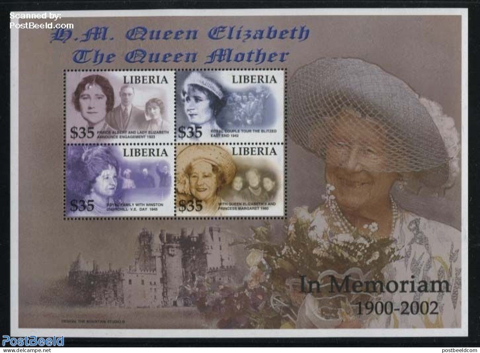 Liberia 2002 Queen Mother 4v M/s, Mint NH, History - Kings & Queens (Royalty) - Familias Reales