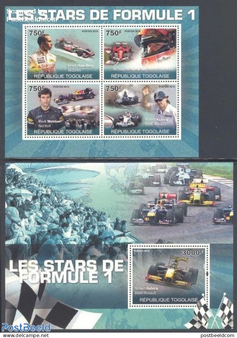 Togo 2010 Formula 1 Races 2 S/s, Mint NH, Sport - Transport - Autosports - Automobiles - Voitures