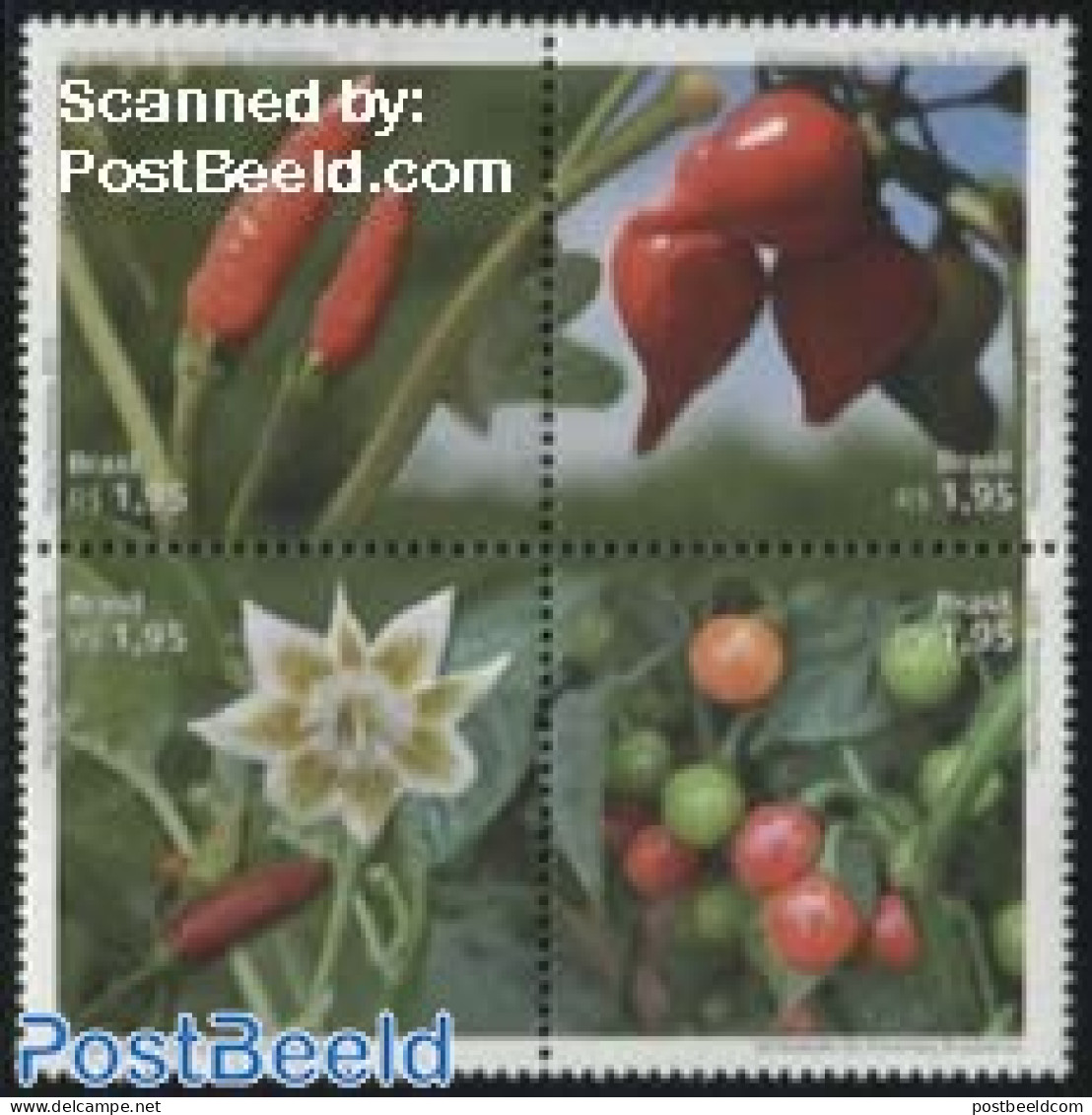 Brazil 2015 Peppers 4v [+], Mint NH, Health - Nature - Food & Drink - Flowers & Plants - Nuevos