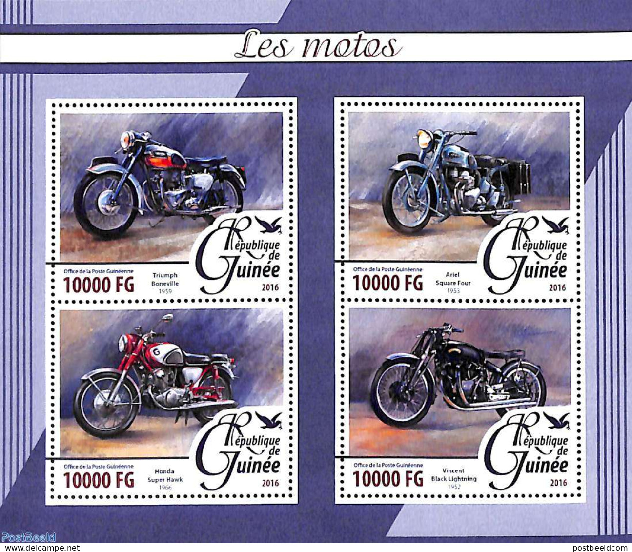 Guinea, Republic 2016 Motorcycles 4v M/s, Mint NH, Transport - Motorcycles - Motorräder