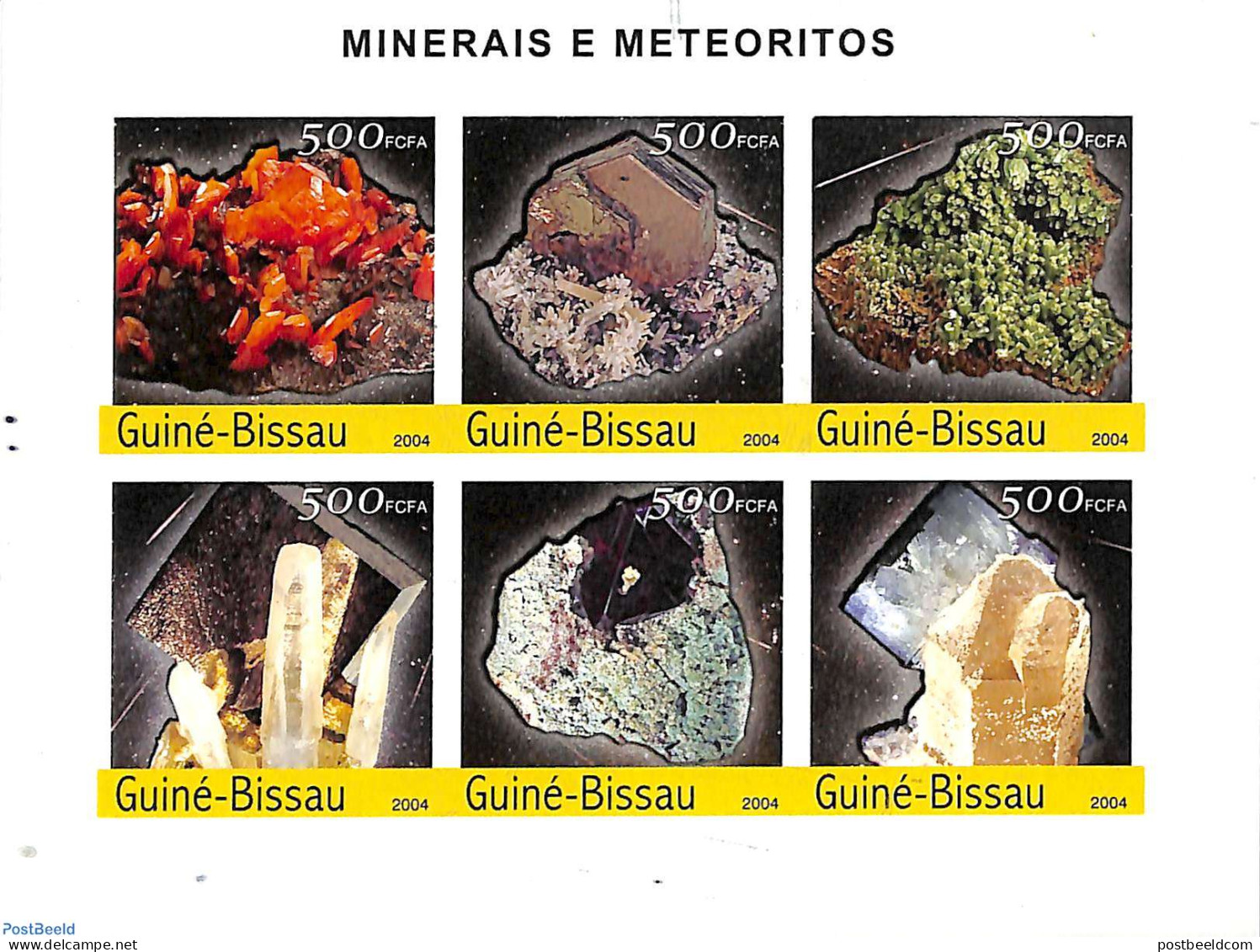 Guinea Bissau 2004 Minerals 6v M/s, Imperforated, Mint NH, History - Geology - Guinea-Bissau