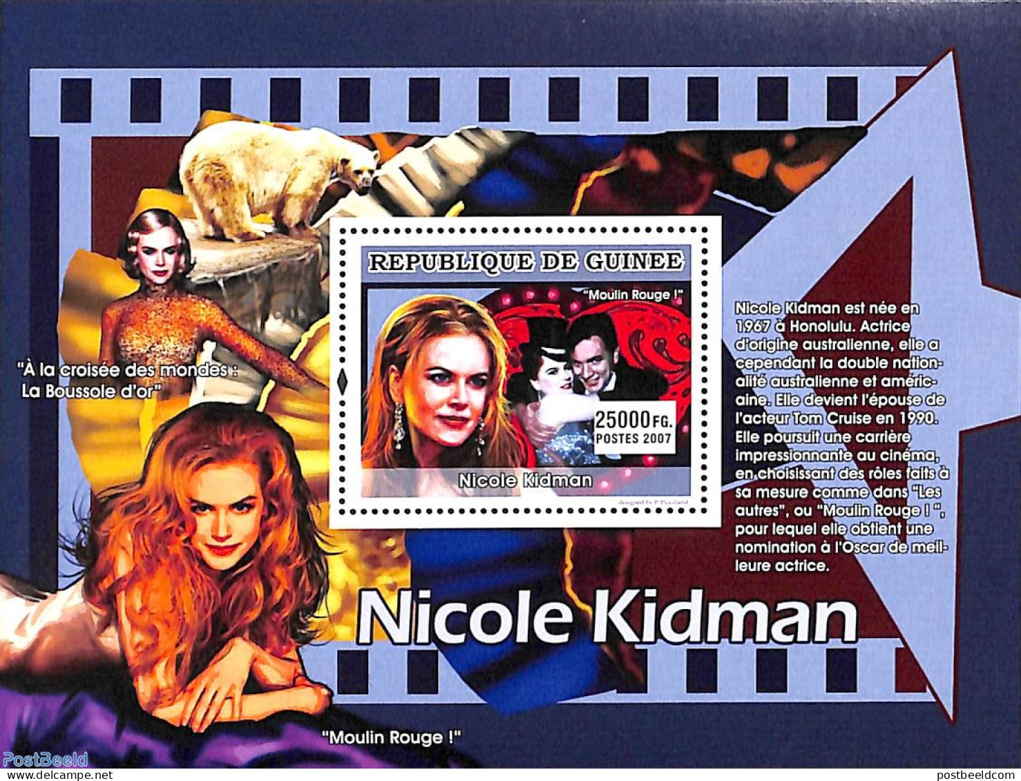 Guinea, Republic 2007 Nicole Kidman S/s, Mint NH, Performance Art - Movie Stars - Attori