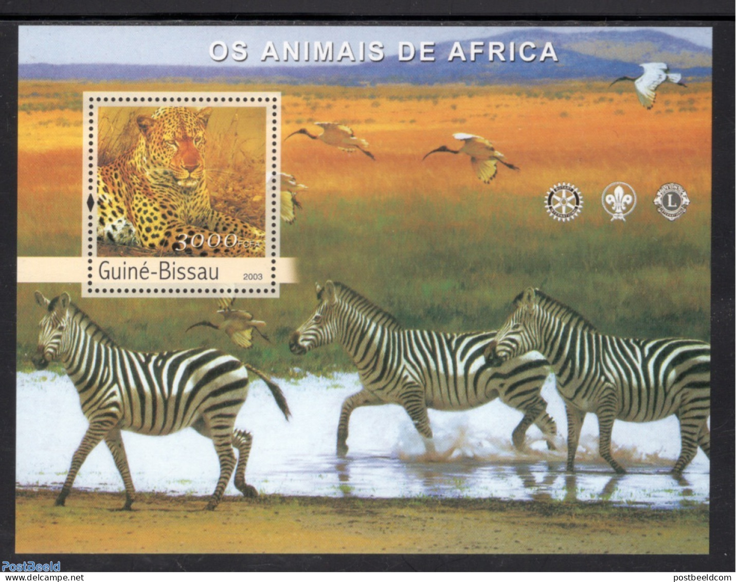 Guinea Bissau 2003 Animals Of Africa S/s, Mint NH, Nature - Animals (others & Mixed) - Cat Family - Zebra - Wild Animals - Guinée-Bissau