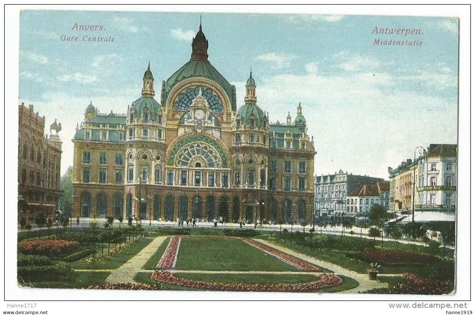 Antwerpen Gare Centrale Middenstatie Briefstempel 2te Landst. Esk. I. Bayer A.K. Br. St. 1915 Mons Belgien Htje - Antwerpen