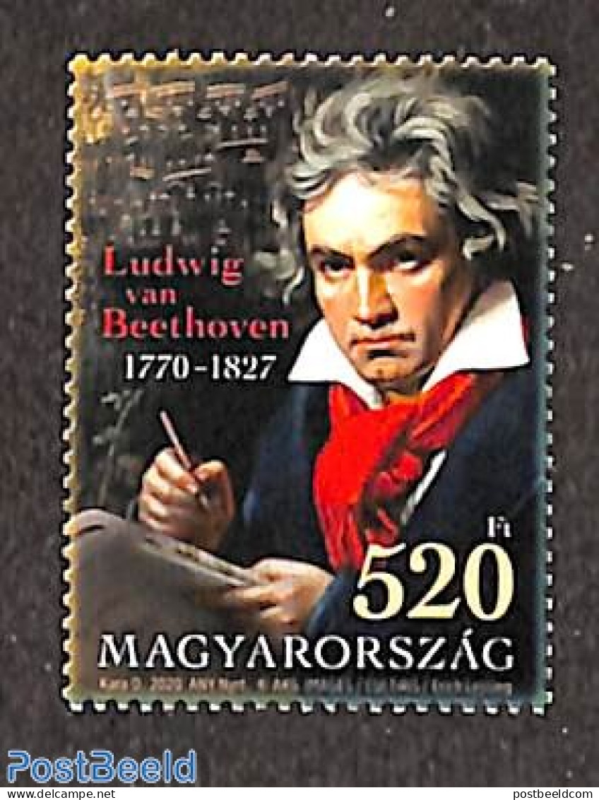 Hungary 2020 Ludwig Von Beethoven 1v, Mint NH, Performance Art - Music - Art - Composers - Nuovi