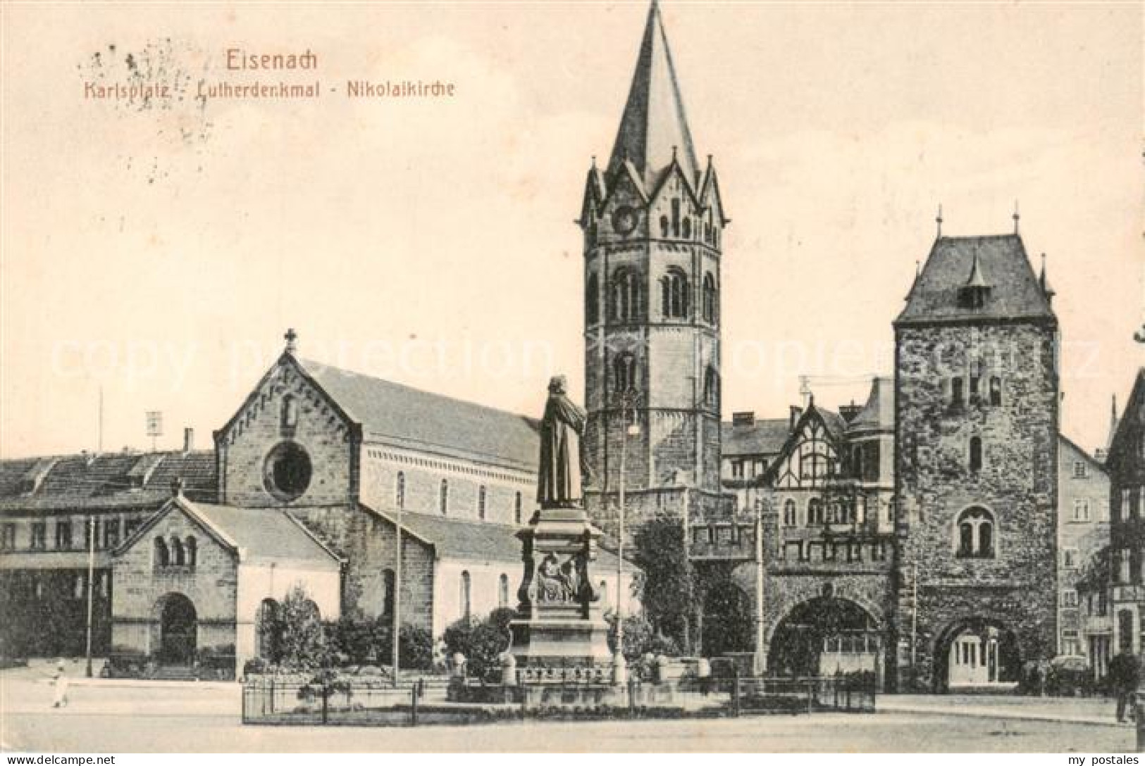 73816605 Eisenach Karlsplatz Lutherdenkmal Nikolaikirche  - Eisenach