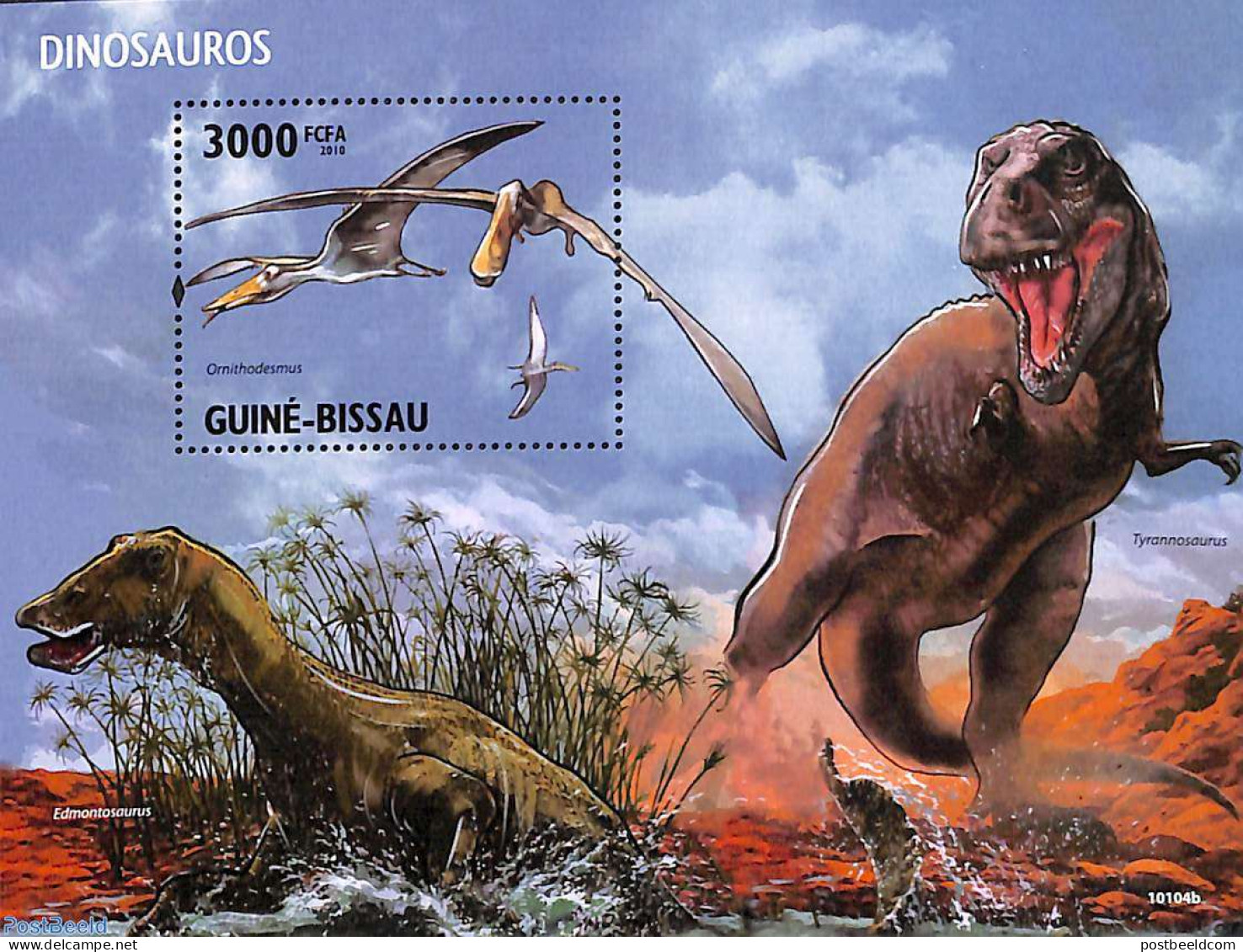Guinea Bissau 2010 Dinosaurs S/s, Mint NH, Nature - Prehistoric Animals - Prehistorics