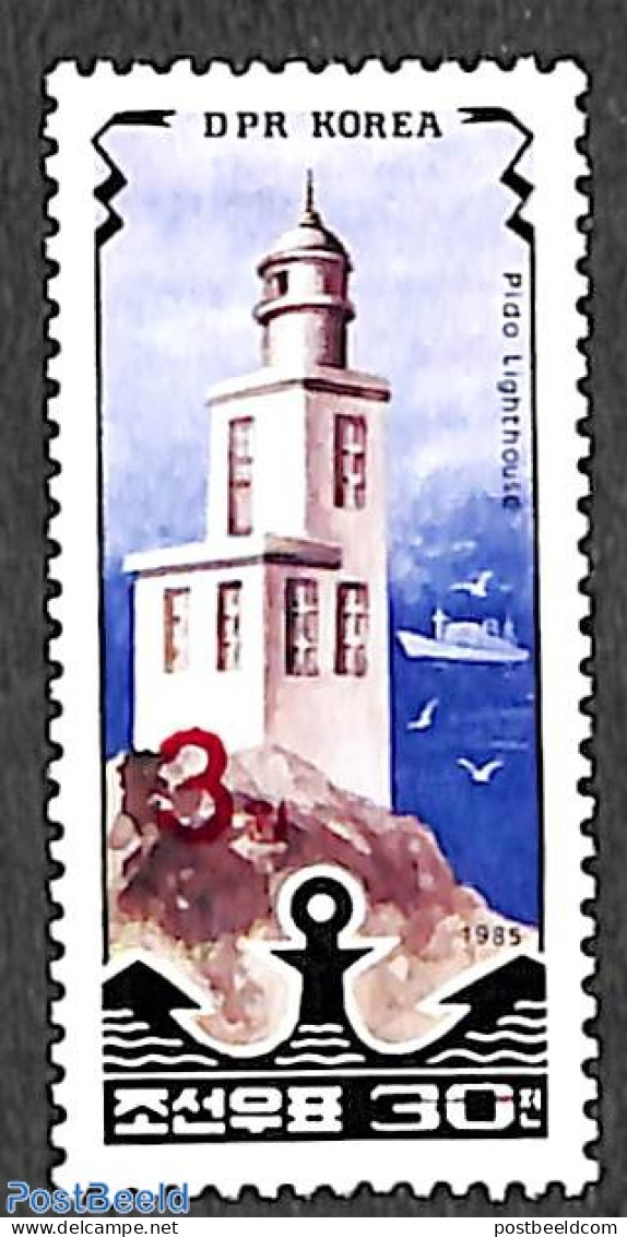 Korea, North 2006 3W On 30ch Red Overprint, Stamp Out Of Set, Mint NH, Transport - Various - Ships And Boats - Lightho.. - Bateaux