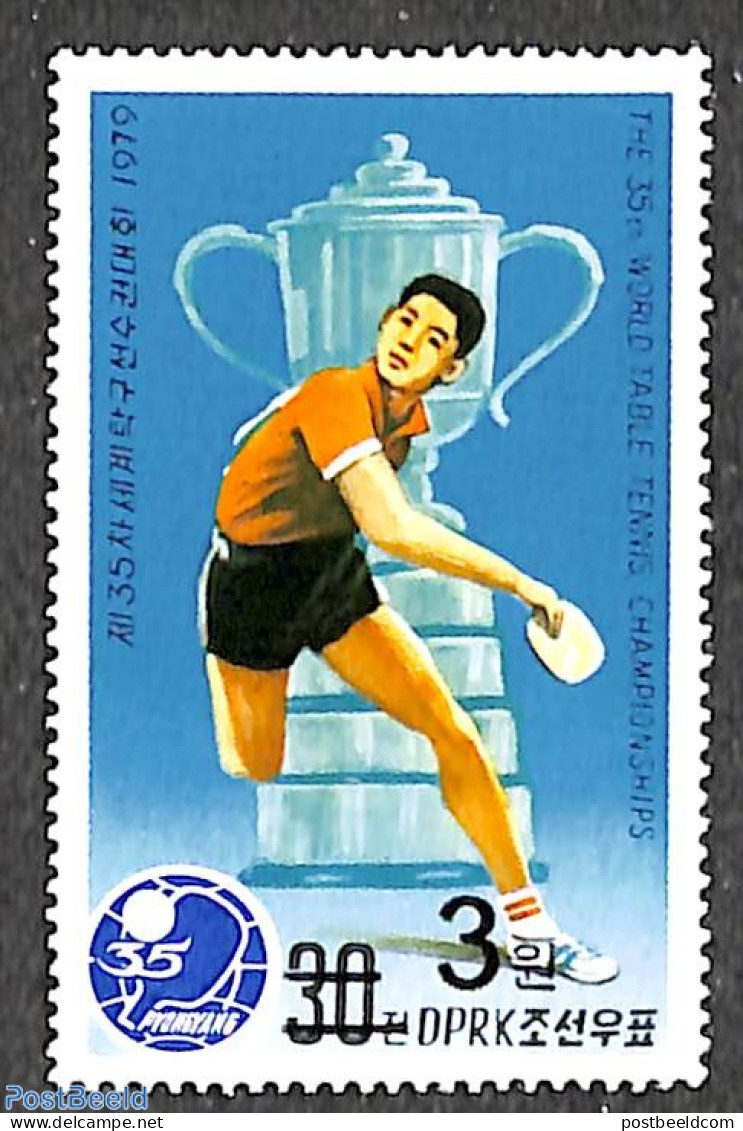 Korea, North 2006 3W On 30ch Overprint, Stamp Out Of Set, Mint NH, Sport - Table Tennis - Tischtennis