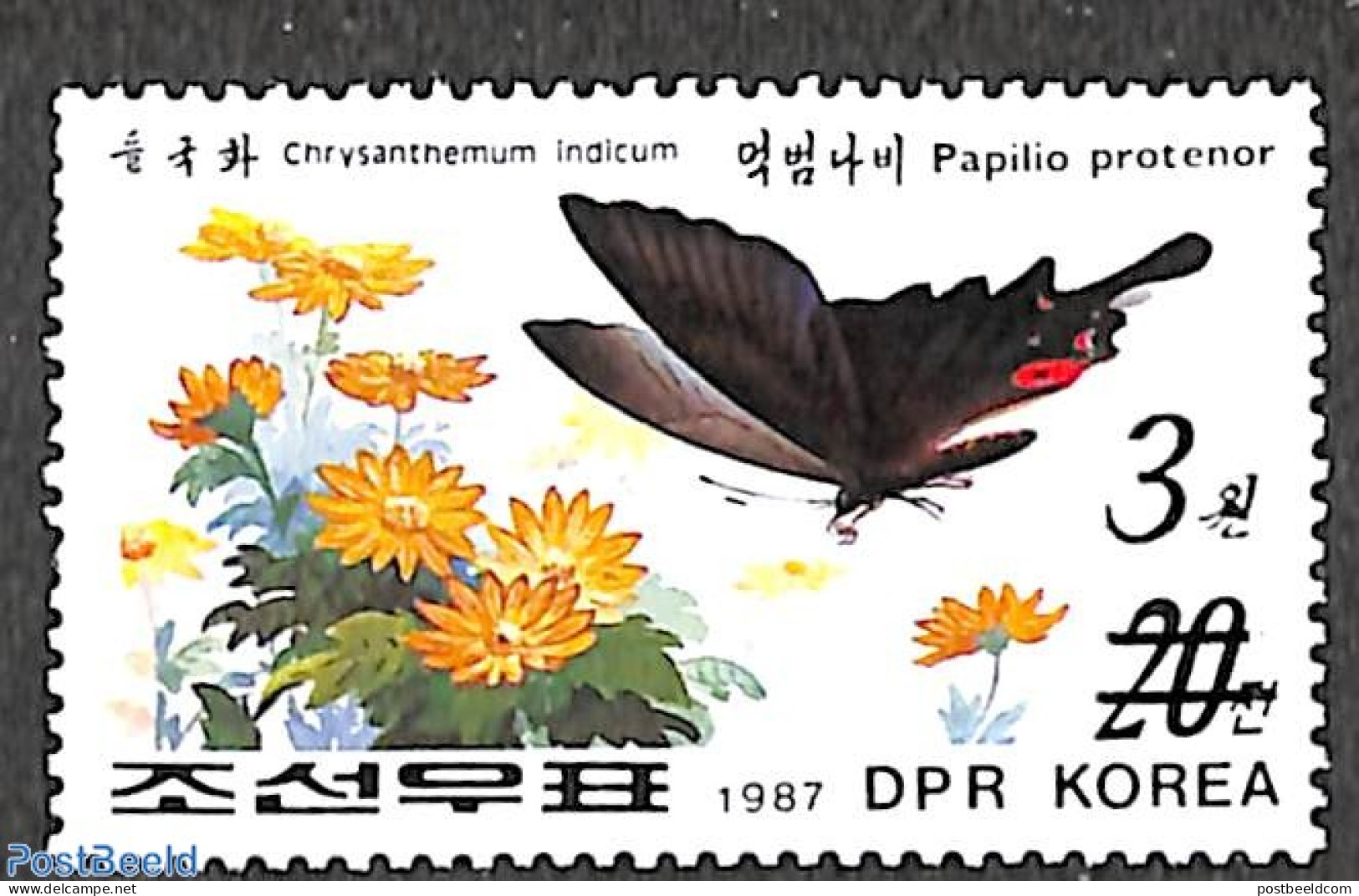 Korea, North 2006 3W On 20ch Overprint, Stamp Out Of Set, Mint NH, Nature - Butterflies - Flowers & Plants - Corée Du Nord