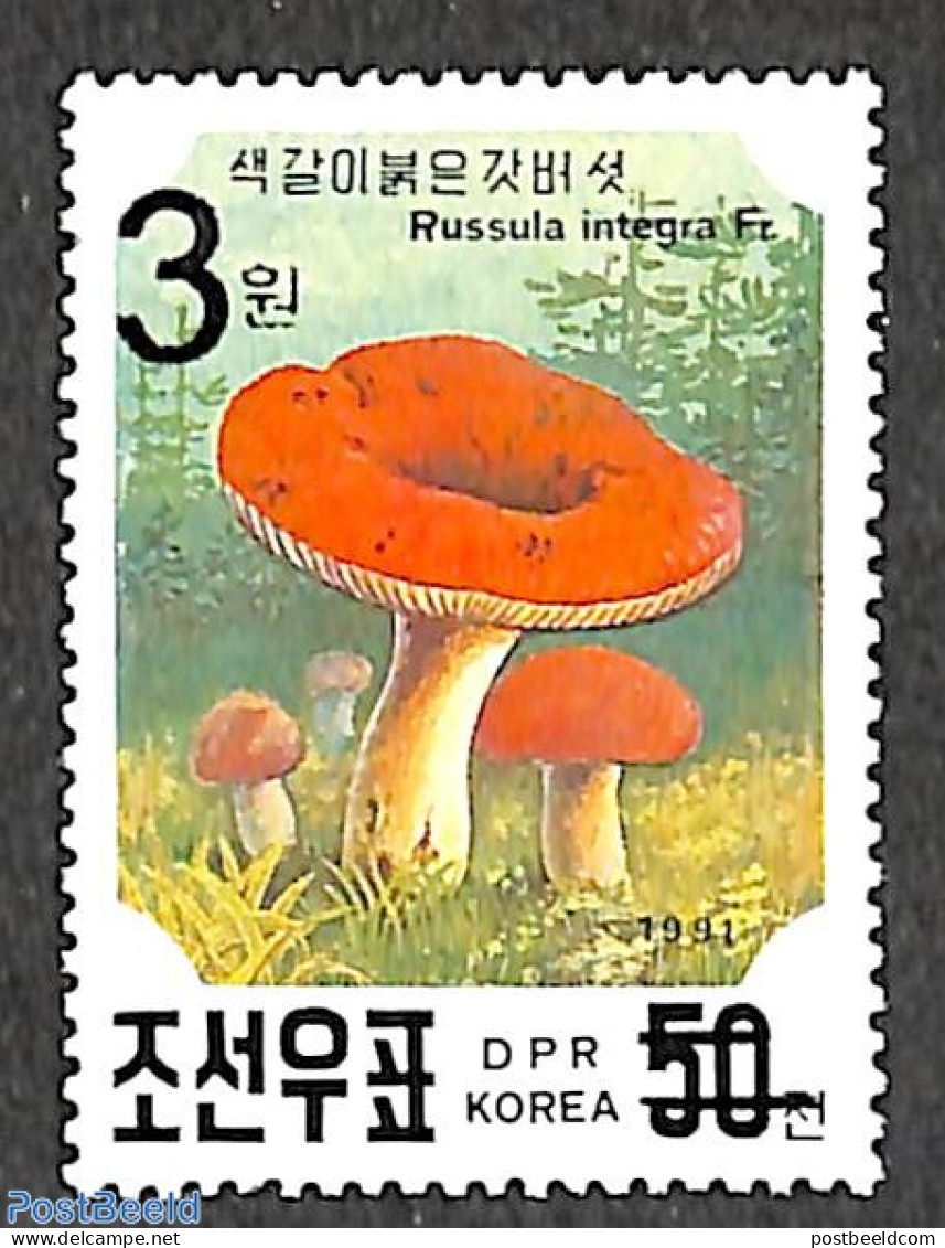 Korea, North 2006 3W On 50ch Overprint, Stamp Out Of Set, Mint NH, Nature - Mushrooms - Champignons