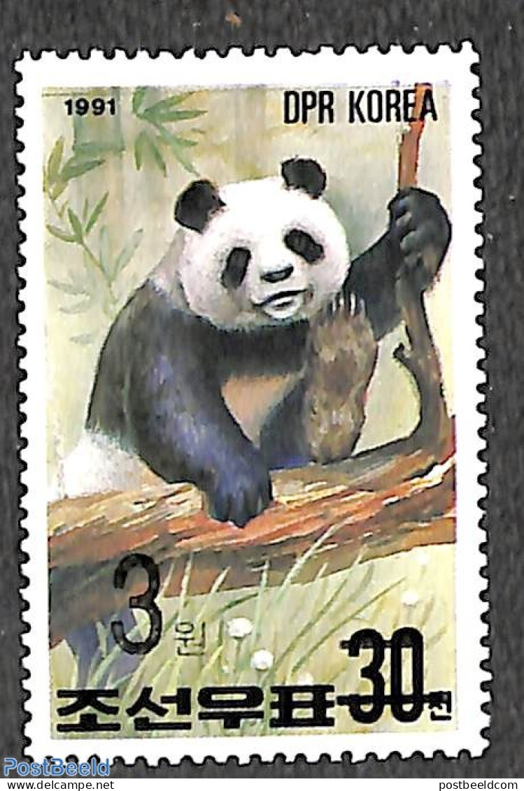 Korea, North 2006 Panda 3W On 30ch Black Overprint, Stamp Out Of Set, Mint NH, Nature - Animals (others & Mixed) - Corea Del Nord