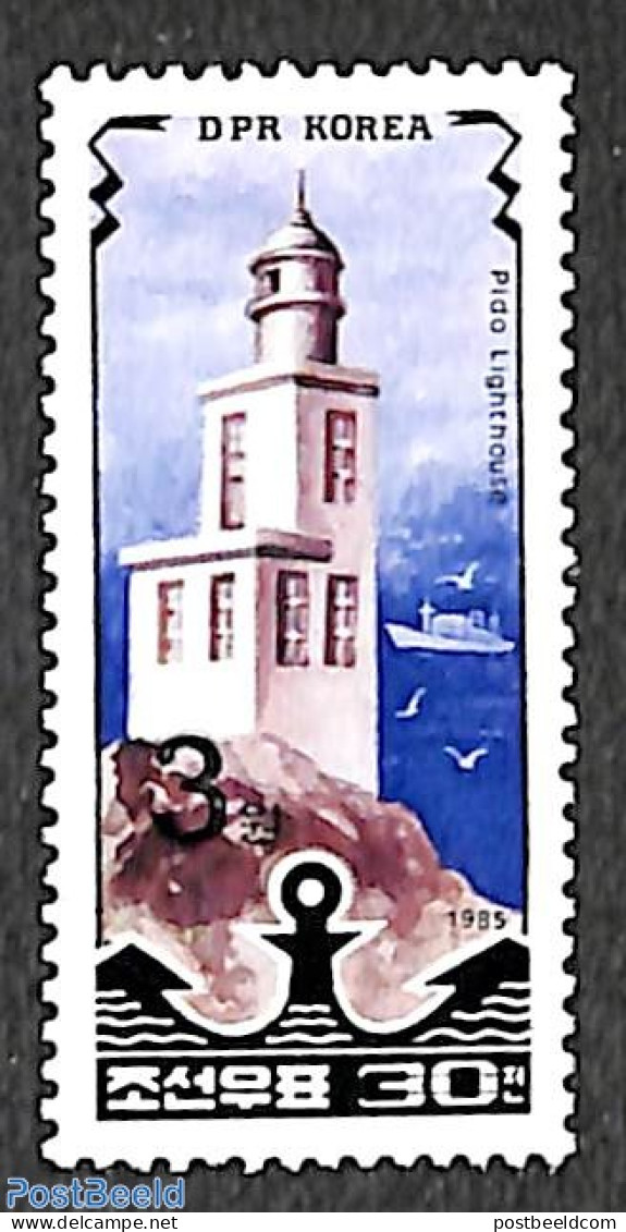 Korea, North 2006 3W On 30ch Black Overprint, Stamp Out Of Set, Mint NH, Various - Lighthouses & Safety At Sea - Phares