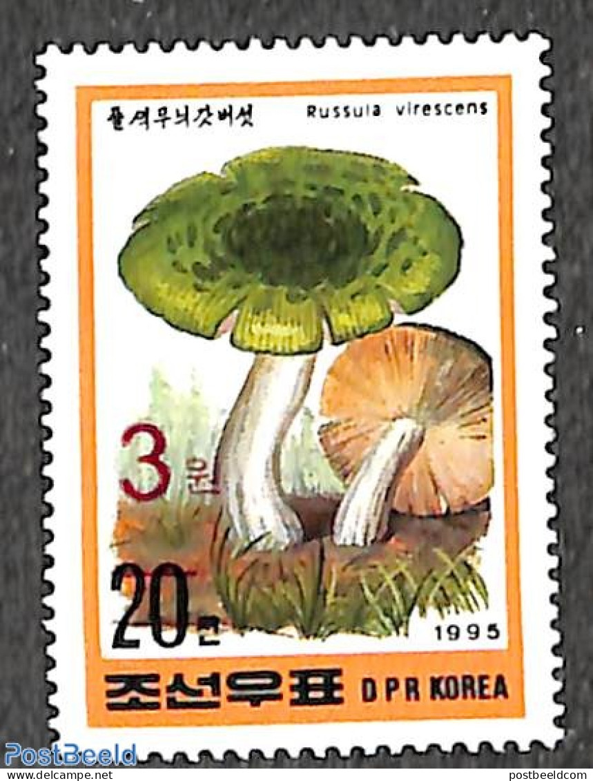 Korea, North 2006 3W On 20ch Red Overprint, Stamp Out Of Set, Mint NH, Nature - Mushrooms - Funghi