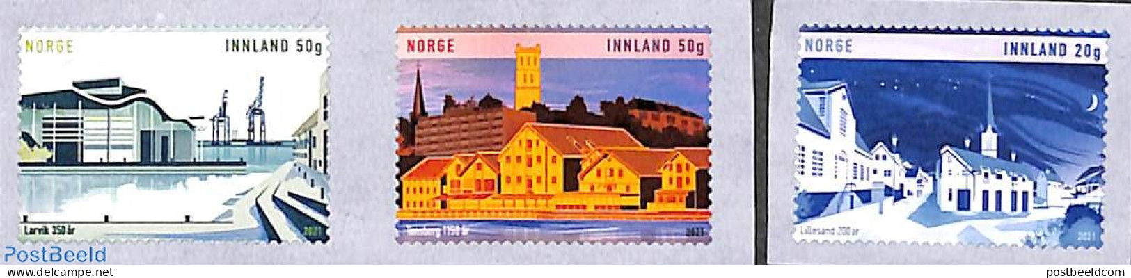 Norway 2021 Cities 3v S-a, Mint NH - Ungebraucht