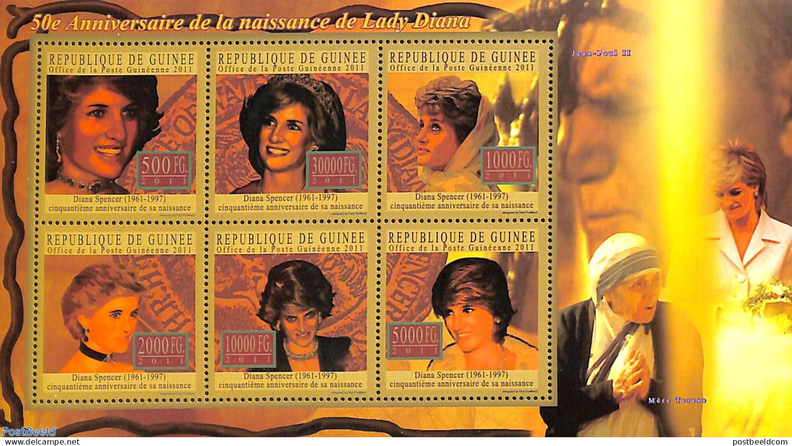 Guinea, Republic 2011 Princess Diana 6v M/s, Mint NH, History - Charles & Diana - Kings & Queens (Royalty) - Familles Royales