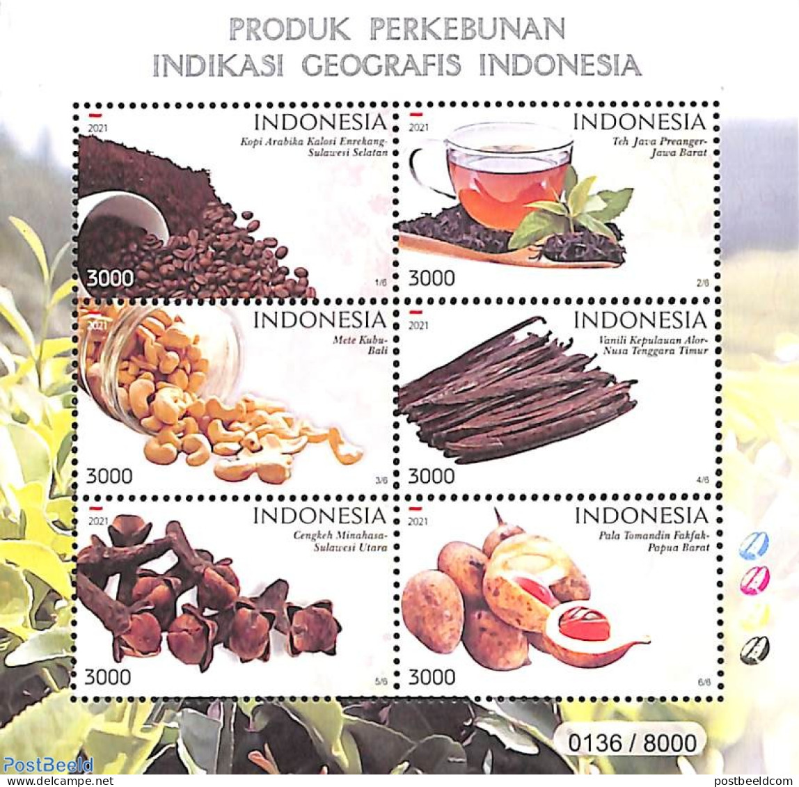 Indonesia 2021 Plantation Products S/s, Mint NH, Health - Various - Food & Drink - Agriculture - Ernährung