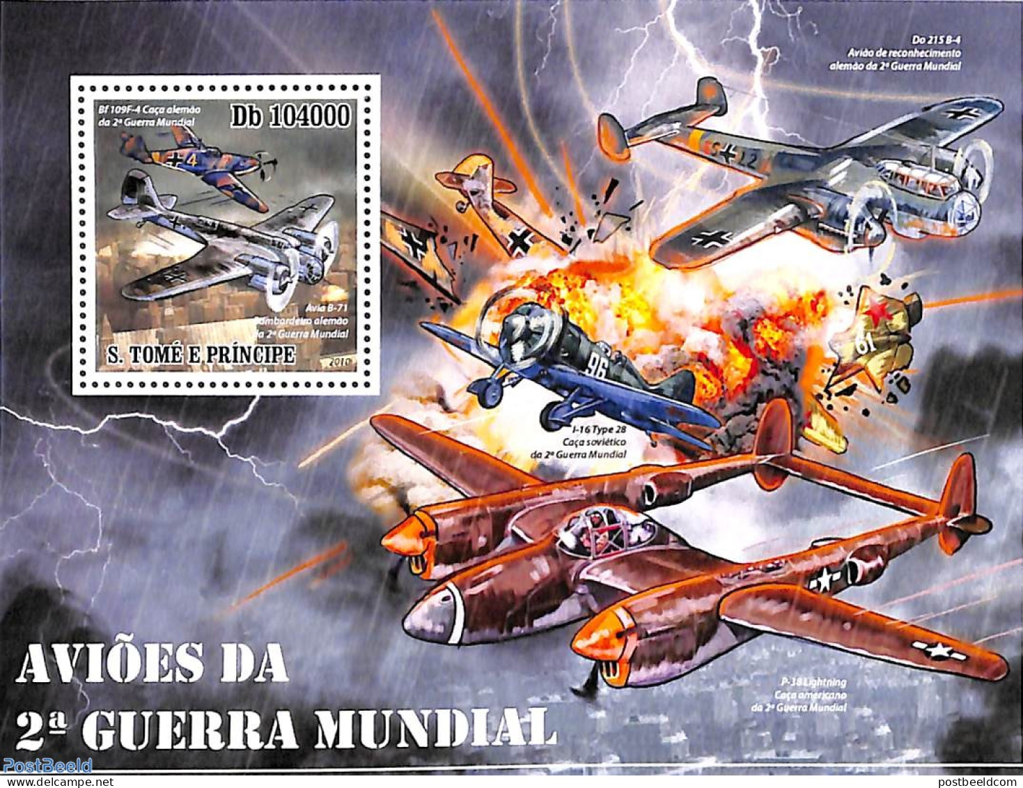 Sao Tome/Principe 2010 World War II Planes S/s, Mint NH, History - Transport - World War II - Aircraft & Aviation - WW2