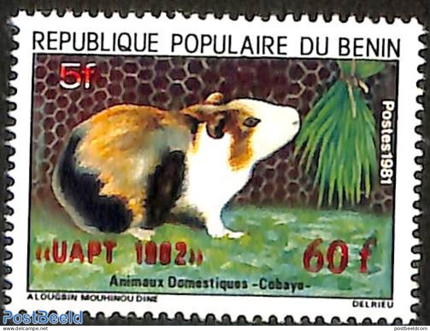 Benin 1981 Guinea Pig , Mint NH, Nature - Various - Animals (others & Mixed) - Errors, Misprints, Plate Flaws - Ungebraucht