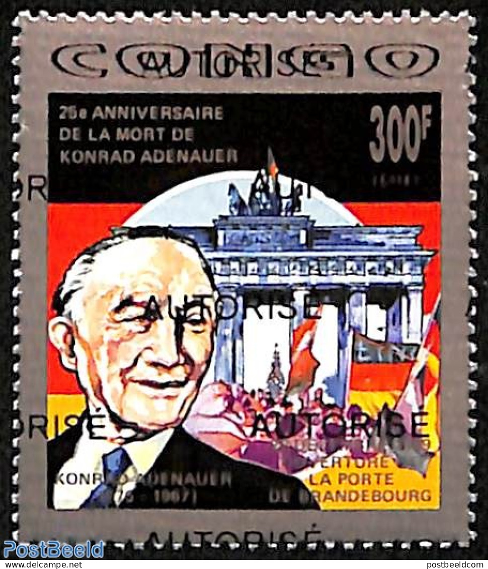 Congo Republic 1998 Konrad Adenauer Overprint, Mint NH, History - Europa (cept) - Germans - Politicians - Other & Unclassified