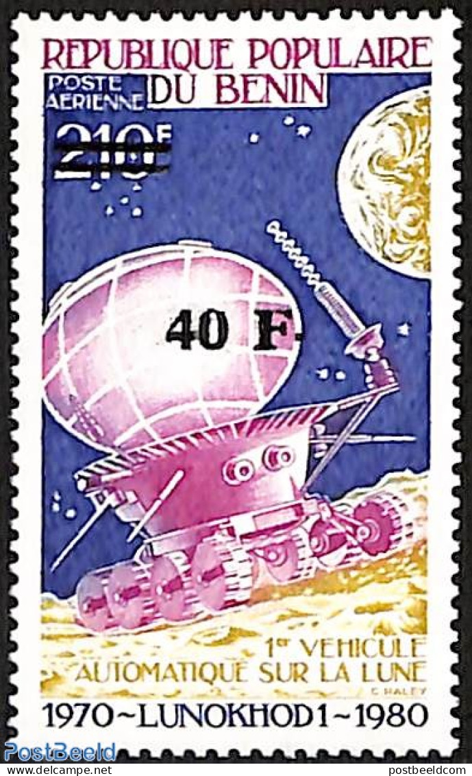 Benin 1995 Lunokhod 1, Overprint, Mint NH, Transport - Space Exploration - Ongebruikt