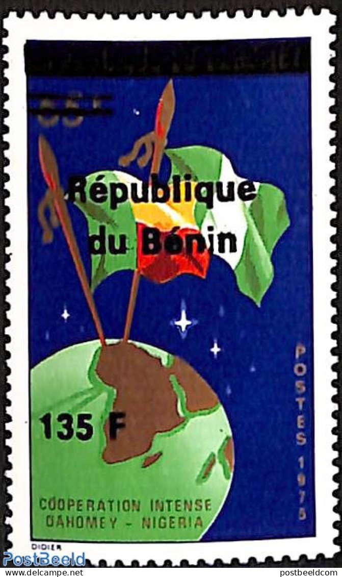 Benin 1998 Intense Cooperation Dahomey Nigeria, Overprint, Mint NH, History - Flags - Ongebruikt