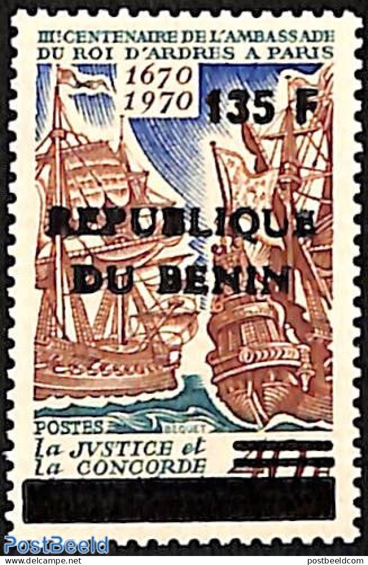 Benin 1998 3 Centenary Of The Embassy Of The King Of Arbes In Paris, Overprint, Mint NH, Transport - Ships And Boats - Ungebraucht