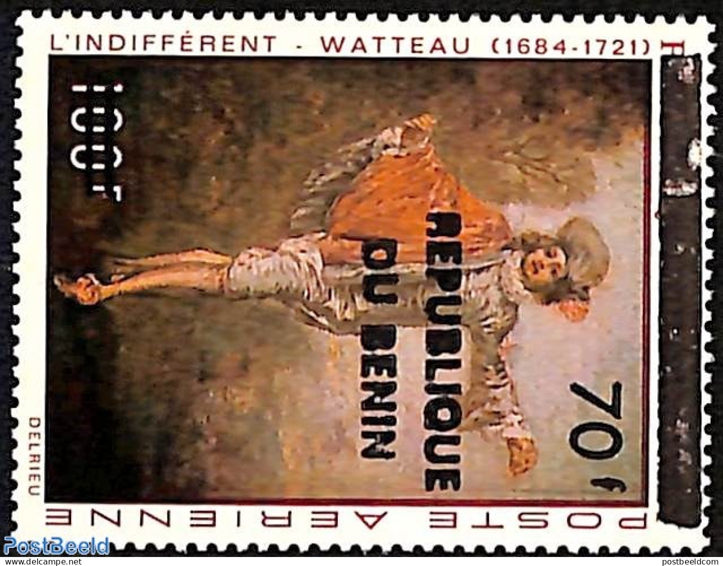 Benin 1998 Watteau, Overprint, Mint NH, Art - Paintings - Ongebruikt