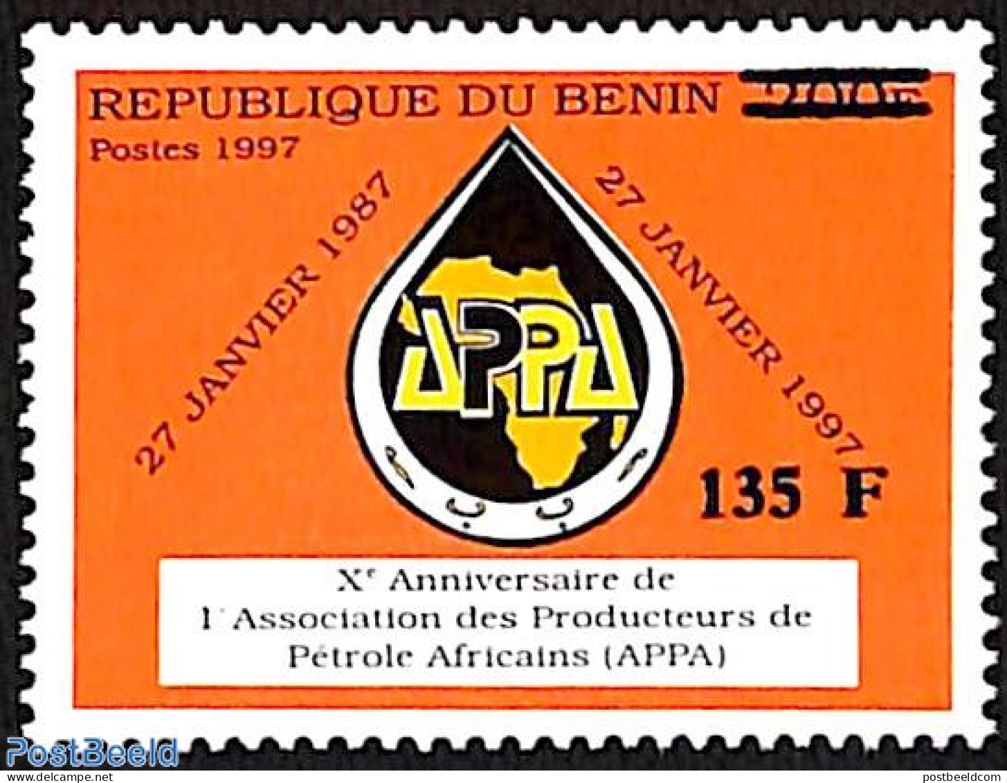 Benin 1998 10th Anniversary Of The Association Of African Petroleum Producers, Overprint, Mint NH, History - Afriqueeu.. - Ongebruikt