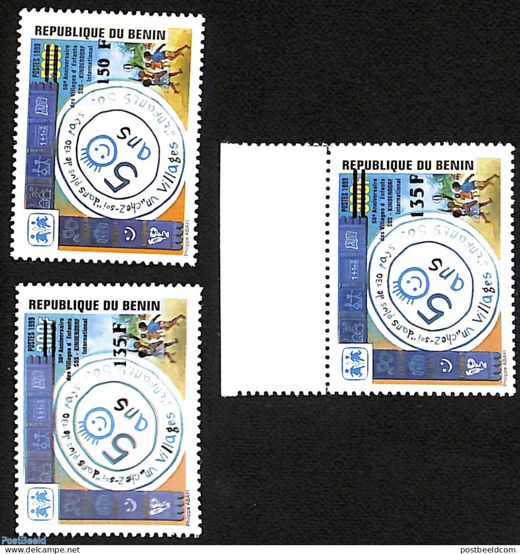 Benin 2000 Set Of 3 Stamps, 50th Aniversary Of International Sos Children Villages, Overprint,, Mint NH, History - Sci.. - Unused Stamps